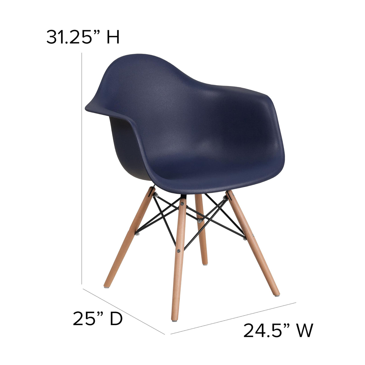 Flash Furniture Alonza Series Navy Plastic Chair with Wooden Legs Flash Furniture