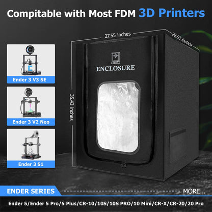 3D Printer Enclosure, 3D Printer Cover Protective 35.43 * 27.55 * 29.53" Constant Temperature Fireproof Dustproof Noise Reduction Tent for Ender 5 Pro/5 Plus/CR-10/10S/10S PRO/10 Mini/CR-X/CR - WoodArtSupply