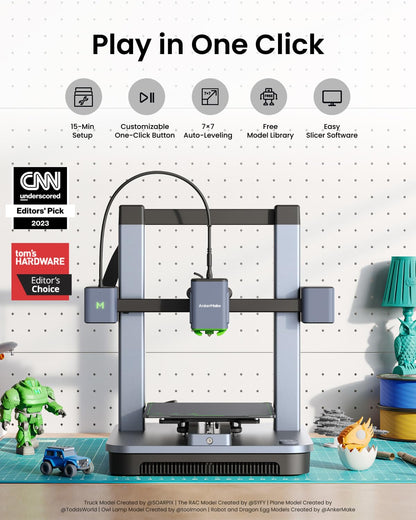 AnkerMake M5C 3D Printer, 500 mm/s High-Speed Printing, All-Metal Hotend, Supports 300℃ Printing, Control via Multi-Device, Intuitive, 7×7 Auto-Leveling, 220×220×250 mm Print Volume - WoodArtSupply