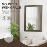 Bathroom Mirror for Wall with Wooden Frame, 36"x24" Rustic Farmhouse Vanity Mirror with Solid Wood Frame, Rectangular Wall-Mounted Mirror for Bathroom, Living Room, or Entryway TRAHOME