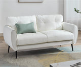 TYBOATLE Sofa Couch 61" Loveseat Couches for Living Room, White Faux Leather Couch Mid Century Modern Tufted Mini Sofa Comfy Office 2 Seat Settee Love Seat Small Couches for Small Spaces Bedroom TYBOATLE