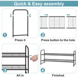 AOODA Long 2 Tier Shoe Rack for Closet Metal Wide Stackable Shoe Storage Organizer for Entryway, Bedroom, Floor, 18-Pairs Low Shoe Shelf, Black AOODA