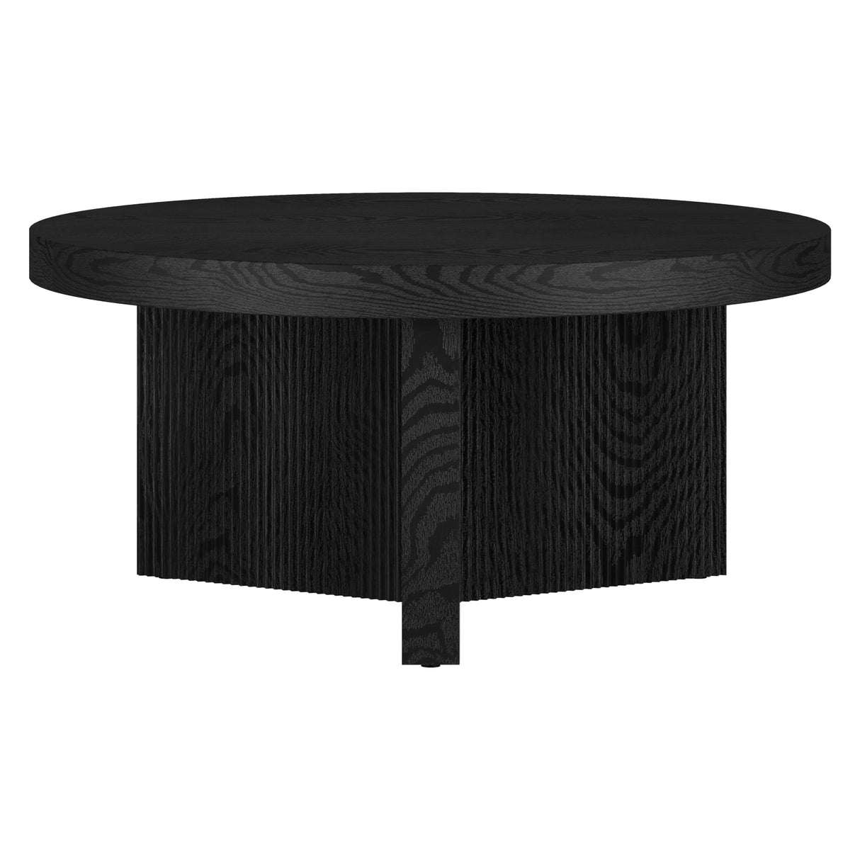 Henn&Hart 32" Wide Round Coffee Table in Natural Black, for Home, Living Room, Bedroom, Entertainment Room, Office Henn&Hart