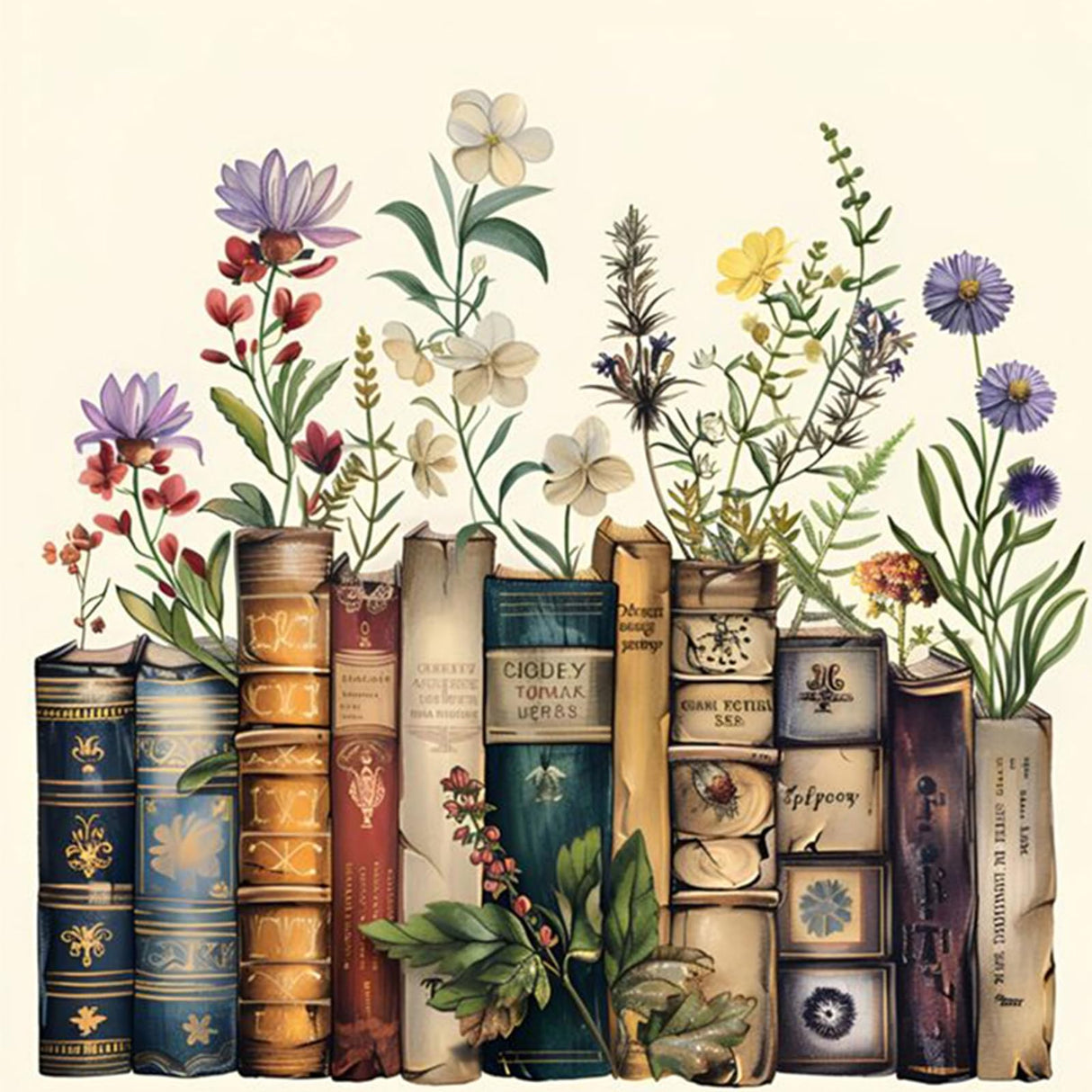 Yezavesu Book Diamond Art Kits for Adults, Book Flower Diamond Painting Kit for Beginners, 5D DIY Round Full Drill Painting with Gem Art Craft Kits for Home Wall Decor 14x14 Inch Yezavesu