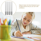 TEHAUX 5pcs Pencil Extenders, 4inch Stainless Steel Lengthener with Adjustable Charcoal Stand for Pencils (Silver) TEHAUX