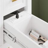 IRONCK Bathroom Vanity with Sink, 36" Modern Undermount Bathroom Sink Cabinet with 4 Drawers&Open Shelf, Vanity Sink with Charging Station and Door Shelves, White IRONCK