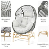 Patio Chairs Outdoor Egg Chair - Rattan Patio Lounge Rocker Chairs 4 Piece Wicker Rocking Glider Chair Set with 2 Glider Egg Chairs and 2 Ottoman for Outside Porch Deck Backyard Garden(Grey/Gery) Pugire