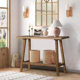 HOKYHOKY Reclaimed Solid Wood Console Table, 43.3" Farmhouse Entryway Table, Narrow Couch Tables Behind Sofa, 2 Tiers Accent Tables for Hallway, Entrance, Foyer, Living Room HOKYHOKY