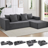 INGEROOM 108" Cloud Sectional Couch with L-Shape Chaise, Modular Sofa Memory Foam, Boneless Sofa with Movable Ottoman, Upholstered Couches for Living Room Bedroom, No Assembly Required, Dark Gray INGEROOM