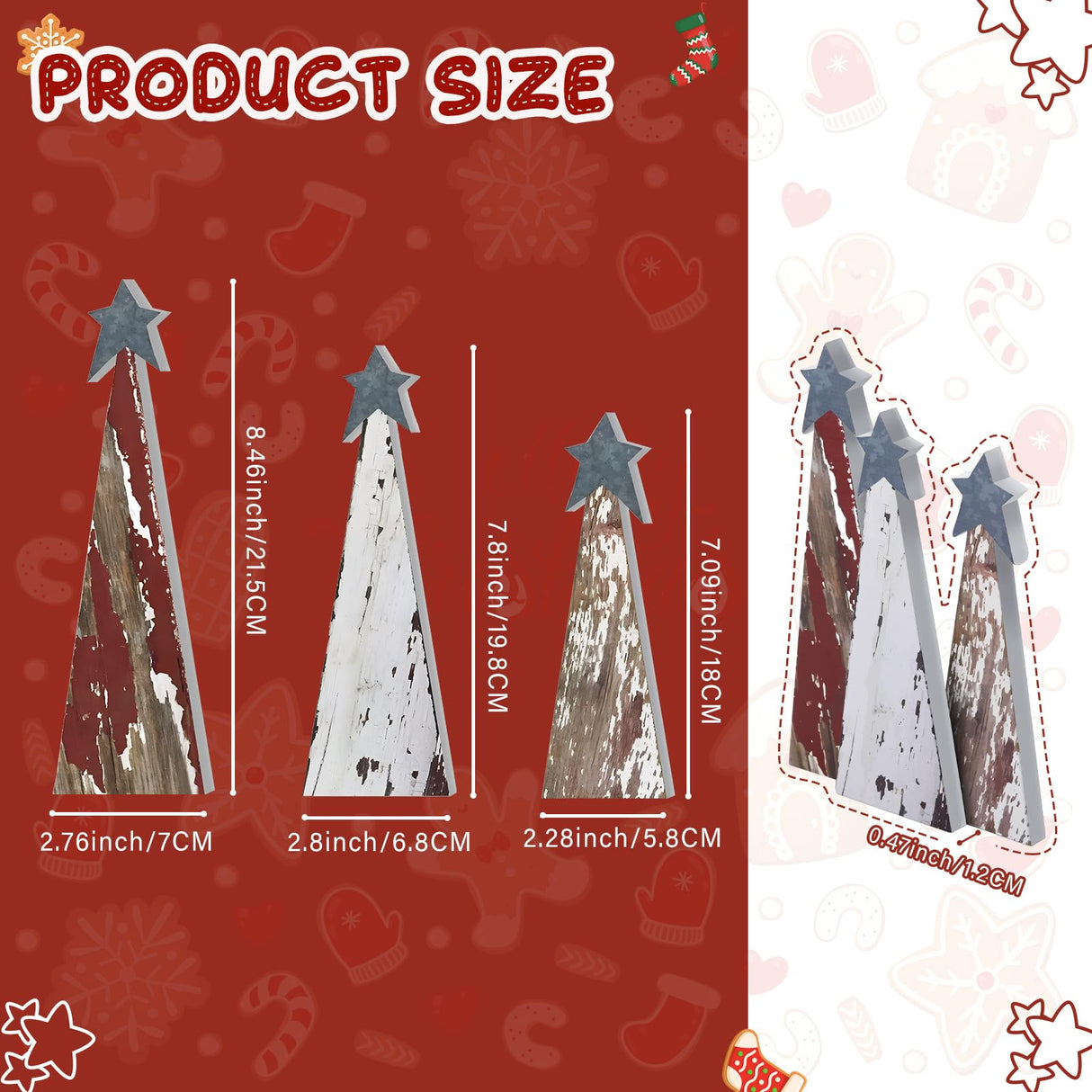 Soaoo 3 Pcs Wooden Christmas Trees Tabletop Decoration Standing Rustic Wooden Christmas Tree with Star Xmas Freestanding Centerpieces Decor Farmhouse Wood Decor for Table Home Decor Soaoo