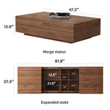 NessCarsti Mid-Century Modern TV Stand & Expandable Coffee Table Set, Walnut Finish, Stylish Storage Combo for Living Room or Bedroom (94.48“TV Stand+Coffee Table) NessCarsti