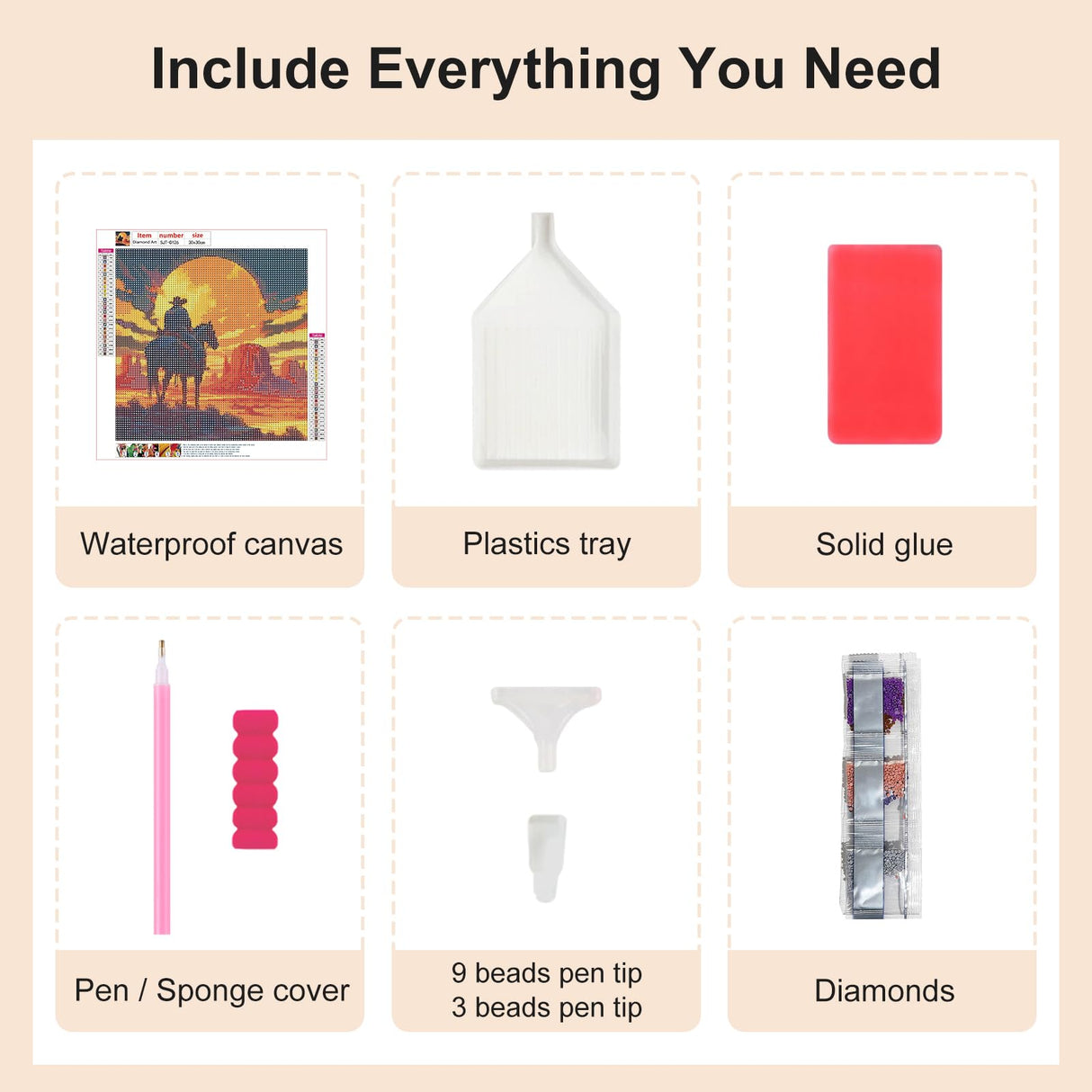 SJUTOUCI Diamond Art Painting Kits for Adults, Western Cowboy Diamond Art Kits for Beginners, 5D DIY Full Drill Gem Craft Art for Home Decor Gift 12x12 inch, Desert SJUTOUCI