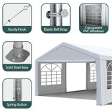 QZEN 20'x20' Canopy Party Tent, Heavy Duty Wedding Tent with Removable Sidewall & 4 Sand Bags, Outdoor Event Tent for Wedding, Birthday Party (20' x 20') QZEN