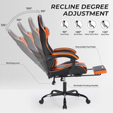 Gaming Chair with Footrest and Massage Lumbar Support, Ergonomic Computer Chair Height Adjustable with Swivel Seat and Headrest, Video Game Chair Swivel Computer Recliner for Adults NIONIK