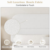 HOMBCK Twin Bed Frames Boucle Upholstered Platform Bed Frame Twin Size with Headboard for Kids/Thickened Footboard/Rounded Corners/No Box Spring Needed/Easy Assembly, White HOMBCK