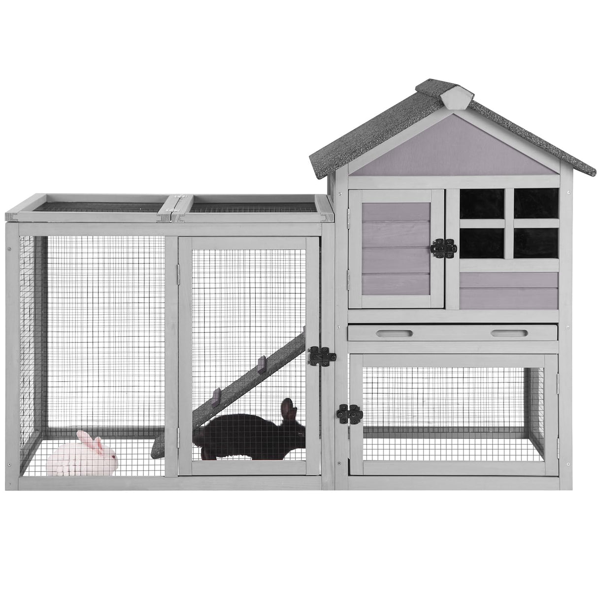 GUTINNEEN Rabbit Hutch Chicken Coop Expandable Indoor Bunny Cage Outdoor Guinea Pig Cage with Run 51.6" L GUTINNEEN