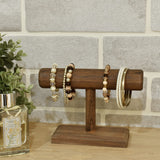 Ikee Design Antique Wooden Display Jewelry Accessory Stand, Bracelet Scrunchie Holder Display for Store, Showcase and Home, Brown Color, 7.9 W x 2.9 D x 5.5 H in Ikee Design