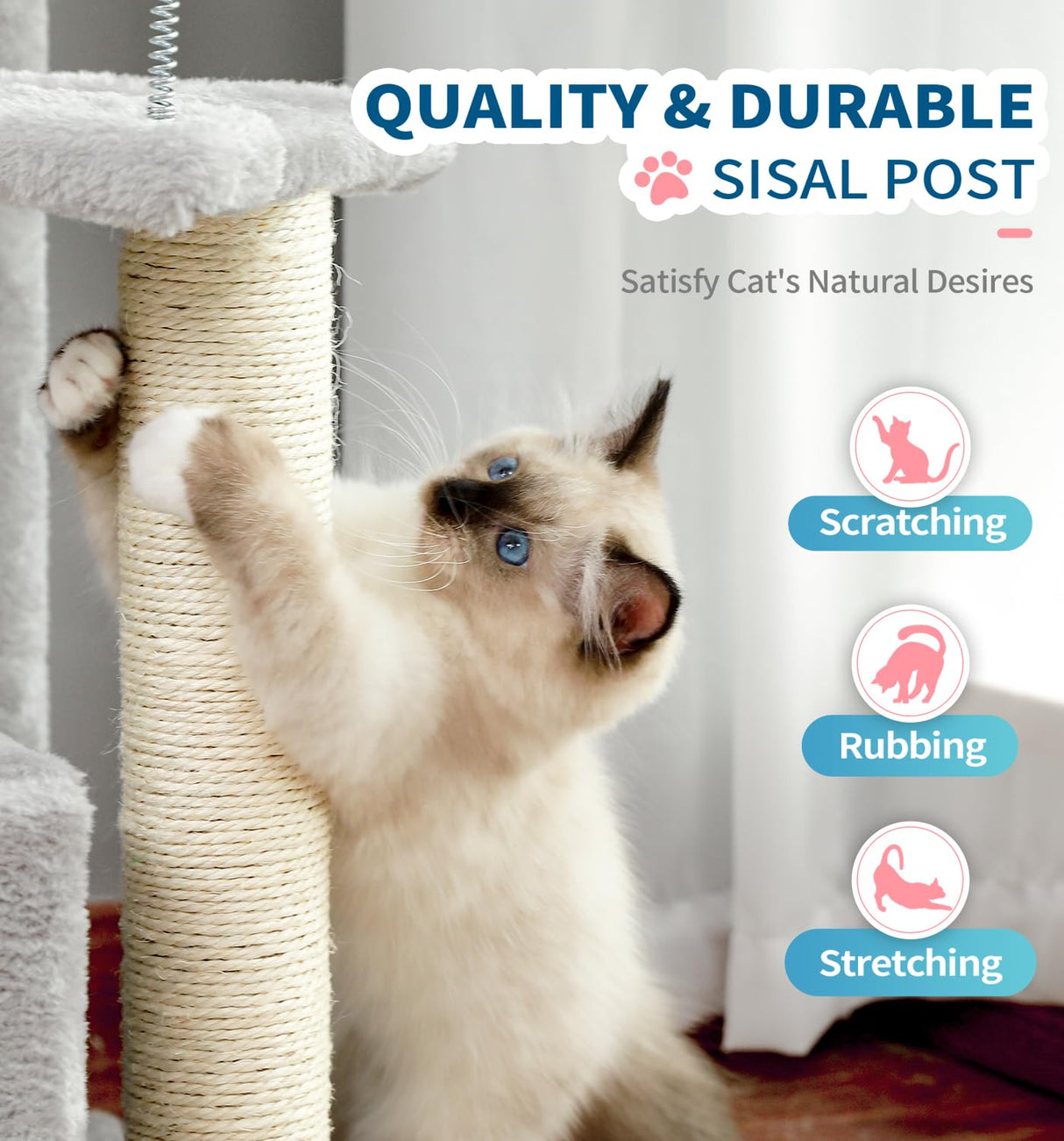 Made4Pets Cat Tree, Carpet Cat Tower Grey for Indoors Cats, Cute Wood Kitty Condo with Scratching Post and Pad, 29" Multi-Level Modern Activity Climbing Furniture for Small and Medium Cats MADE 4 PETS
