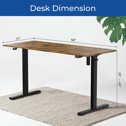 Our Modern Space Height Adjustable 55" Electric Standing Desk - Upgraded Ultra Durable Home Office Large Rectangular Computer or Laptop Sit Stand Workstation - 55 x 24 Inch (Rustic Brown, 55  - WoodArtSupply