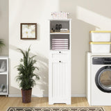 OQSC Tall Tilt Out Laundry Room Cabinets and Storage with Hidden Removable Basket, Pull Out Laundry Cabinet Hamper with Door and Drawer for Laundry Room, Bathroom, 13 Gallons OQSC