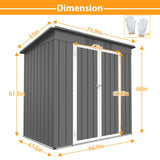 6' x 4' Outdoor Metal Storage Shed, Galvanized Steel Tool Garden Shed, for Patio Backyard Lawn Garden (6x4 Ft Grey) Thanaddo