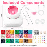 Electric Bead Spinner, Cordless Automatic 2-in-1 Clay Bead Bracelet Making Kit with 4200 PCS Clay Beads, Letter Bead, Seed Bead, Beading Needle and Thread Bracelet Maker for Jewelry, Craft Gift Choice Pskfvre