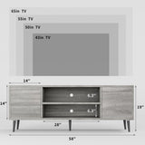 JUMMICO TV Stand for 65 Inch TV, Modern Entertainment Center with Storage Cabinet and Open Shelves, TV Console Table Media Cabinet for Living Room, Bedroom and Office (Light Gray) JUMMICO