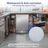 Tylza Outdoor Refrigerator 24 Inch Wide, Stainless Steel Beverage Refrigerator 176 Can for Undercounter Built-in or Freestanding, for Home and Patio, Water Proof, Fast Cooling, Low Noise, 37-65 °F Tylza