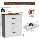 GEPELCN Farmhouse 4 Drawers Dresser for Bedroom Rustic Chest of Drawers with Natural Texture White Drawers Organizer for Living Room Hallway GEPELCN