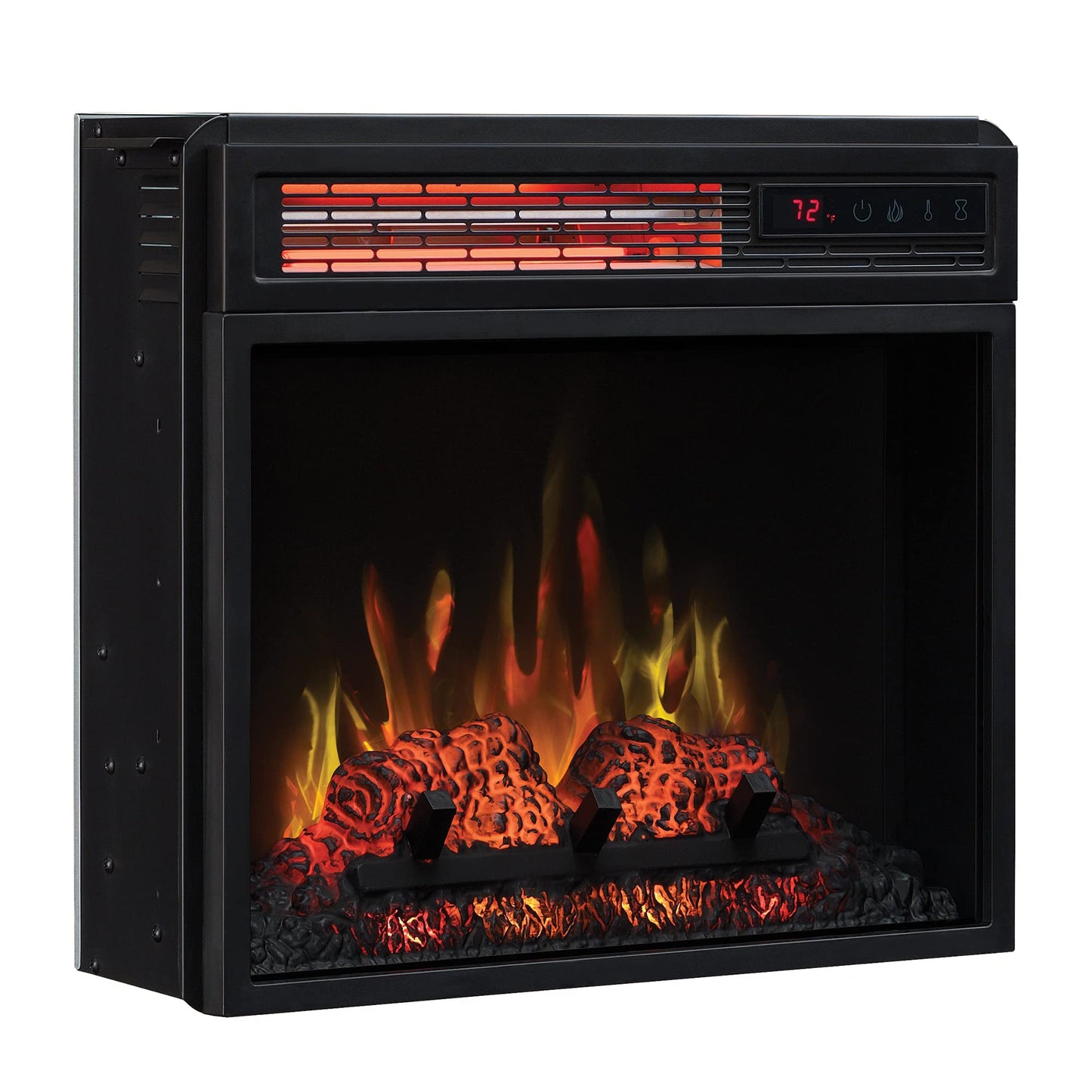 ClassicFlame 18" Infrared Quartz Electric Fireplace Insert with Safer Plug, Black