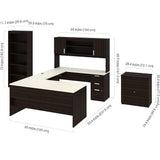 Bestar, Ridgeley Collection, 3-Piece Set Including a U-Shaped Desk with Hutch, a Lateral File Cabinet, and a Bookcase Bestar
