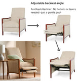 Merax Push Back Recliner Chair with Footrest, Reading Lounge Accent Lazy Sofa Seating for Living Room, Bedroom, Dorm, Mid-Century Modern Style, Dorm, Beige Merax