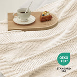 Amélie Home Chevron Chenille Knit Throw Blanket for Couch, Cozy Texture Decorative Soft Blanket for Sofa & Chair, 50"x60", Ivory Amélie Home