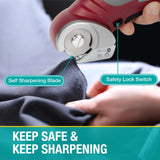 VLOXO Cordless Electric Scissors, Rotary Cutter for Fabric with Safety Lock, 4.2V Cardboard Cutter Multi-Cutting Tools, Rechargeable Powerful Fabric Cutter for Carpet Leather Felt with Storage Box VLOXO