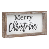FESTWIND Christmas Tiered Tray Decor, Merry Christmas Block Sign Embossed Metal With Wood Frame - Shelf, Mantel, Home Decor - Rustic Farmhouse Christmas Decoration FESTWIND