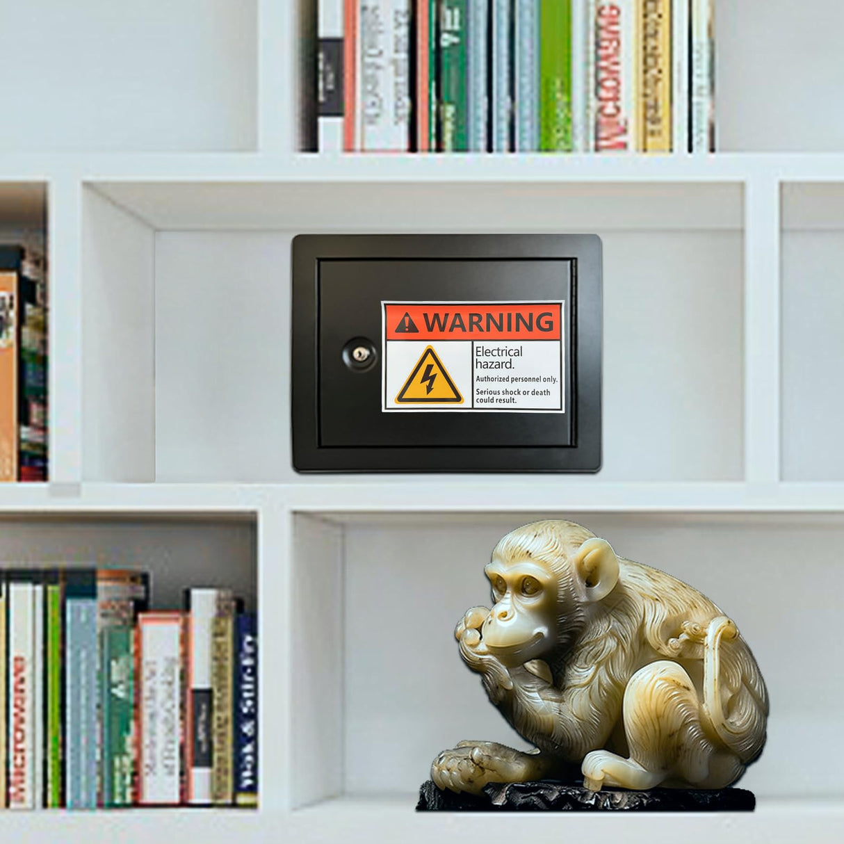 In-Wall Safe with Key Lock – Heavy-Duty Steel Lockable Hidden Wall Compartment for Secure Storage, Wall Safe Box for Jewelry, Cash, and Documents – 15.75-Inch Exterior Width, Black Plugsharge