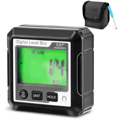 Digital Level Angle Gauge, Converts Between Degrees, Digital Angle Finder Backlit LCD Digital Magnetic Protractor Inclinometer Level Box, Angle Finder Tool Protractor