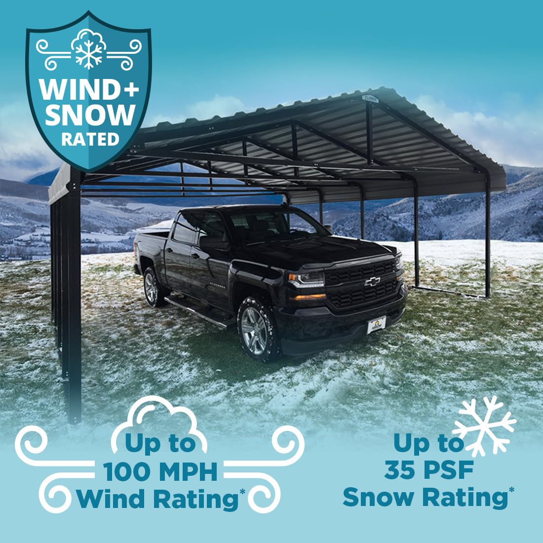 Arrow Carports Galvanized Steel Carport, Double Car Metal Carport Kit, 20' x 29' x 9', Charcoal Arrow