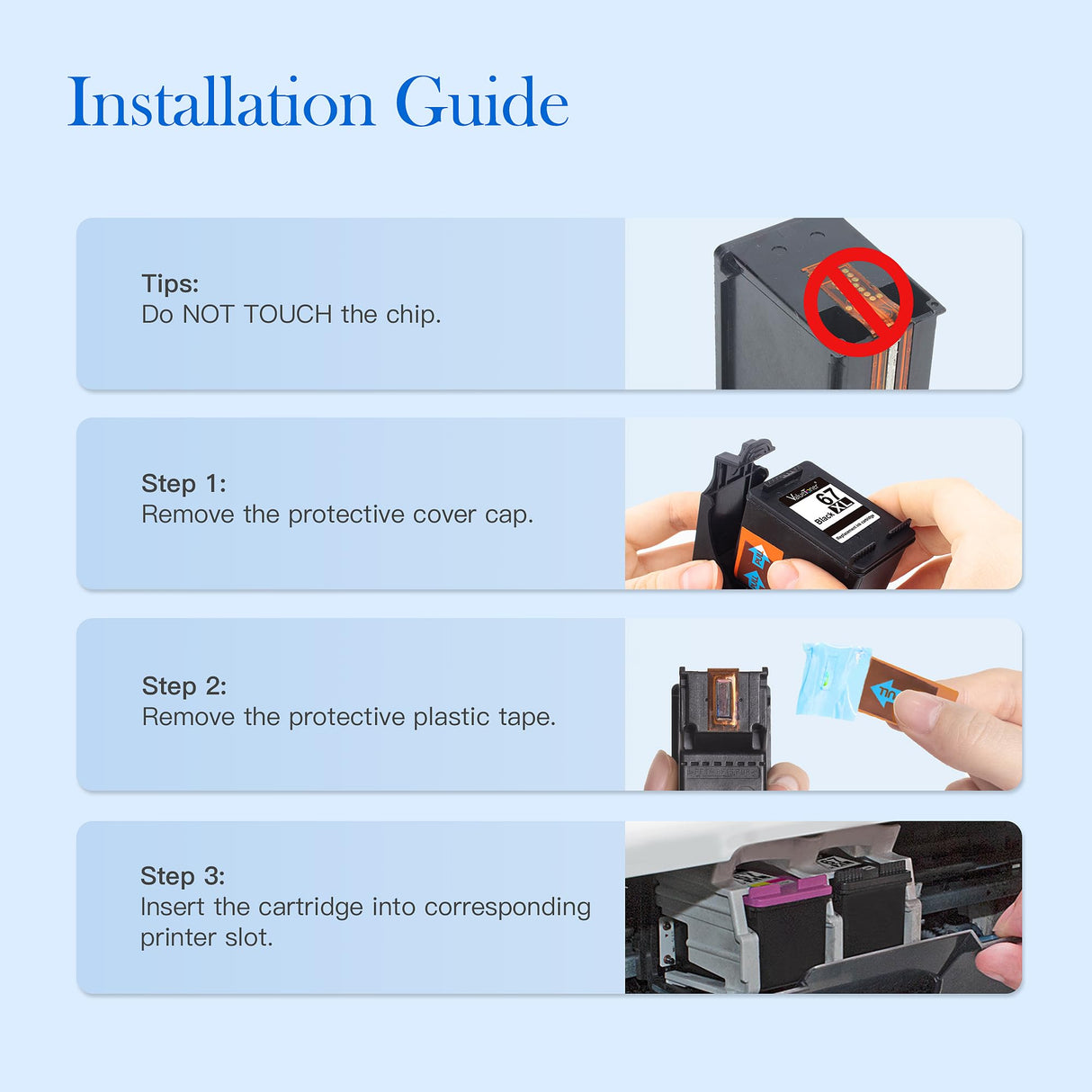 Valuetoner Remanufactured Ink Cartridges Replacement for HP 67 Ink cartridges Black/Color Combo Pack 67XL for Envy 6055 6055e 6052 6455e 6452 6458 DeskJet 2755e 2700 2755 4152 4155 4155e 4158 2-Pack Valuetoner