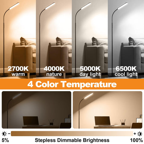 marctronic Floor Lamp, 18W 1800LM Super Bright LED Floor Lamp with Remote & Works with Smart Plug, Dimmable Timing Eye Caring Reading Lamps Floor Standing for Living Room Bedroom Office marctronic