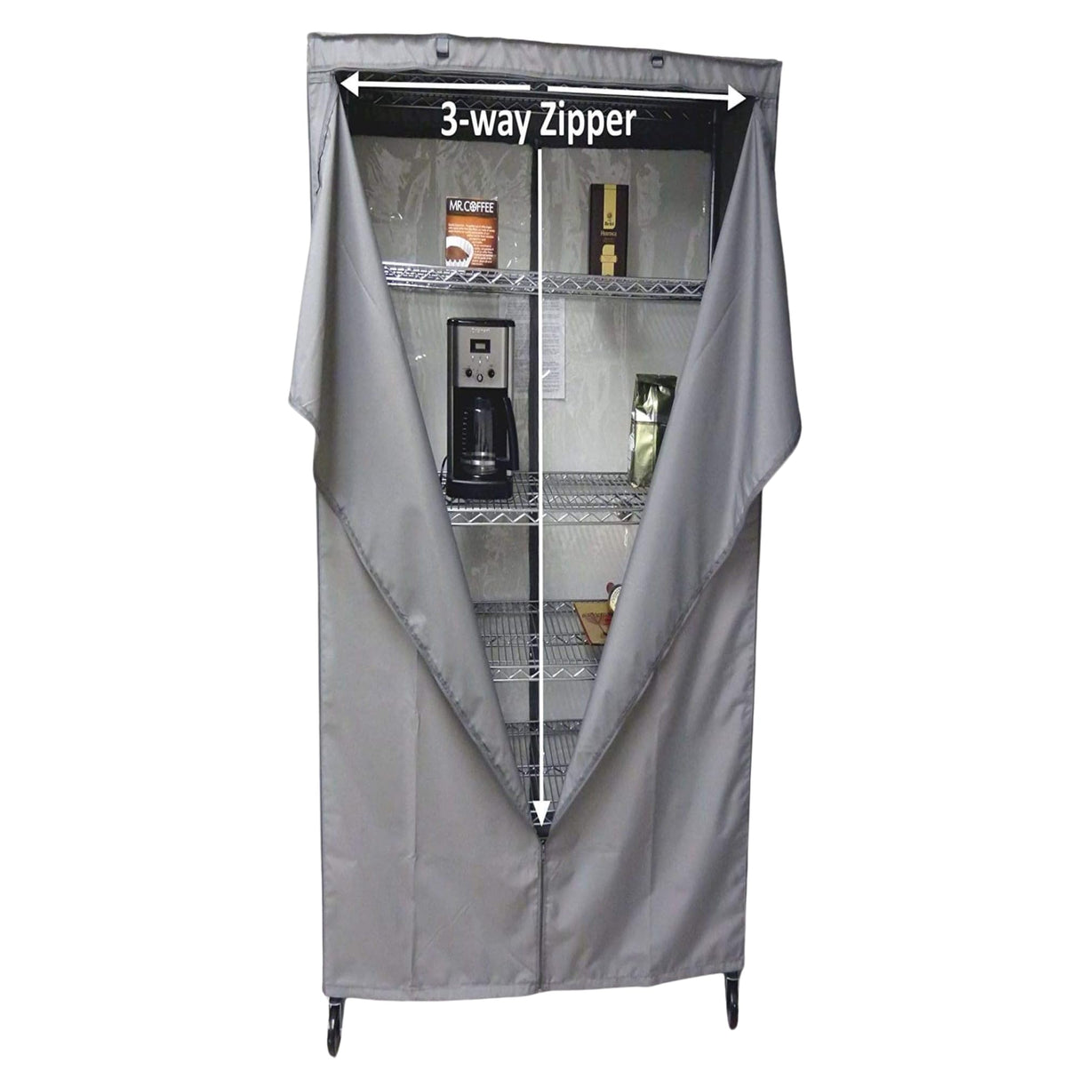 Formosa Covers Premium Wire Shelf Cover - 36x18x62 Inches Fit for 4-Tier Wire Shelving - Versatile Shelf Shield Protects & Organizes Garage, Outdoor, Kitchen, Inventory - Metal Rack Cover Grey Formosa Covers