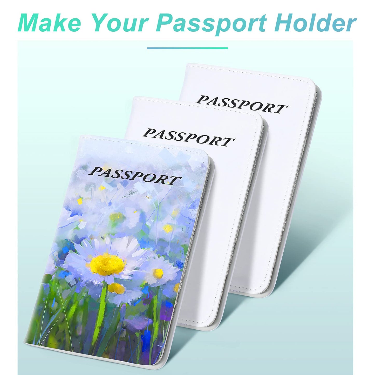 Outus 3 Pcs Sublimation Passport Cover Blank DIY Passport Holder Travel ID Cards Holder Wallet Cover for Passport Business Cards Credit Cards Boarding Passes