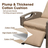 Domi Outdoor Recliner Chair, Patio Recliner with Hand-Woven Wicker, Flip Table Push Back, Adjustable Angle, Thickness Cushions, Reclining Lounge Chair for Indoor & Outdoor Use, Beige domi outdoor living