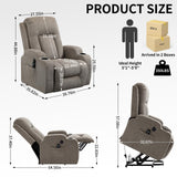 Trustyue Power Lift Recliner Chair with Heat and Massage for Elderly, Electric Recliner Chairs with Standing Assistance, 2 Cup Holders, 4 Pockets, USB Charge Port, Linen Fabric Khaki Trustyue