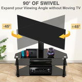TAVR Furniture Swivel Floor TV Stand with Table for 32-70 Inch TVs, Universal Height Adjustable TV Floor Stand with Large Storage Shelves, Strong Corner TV Stand Mount Holds up to 88lbs, Black TAVR Furniture