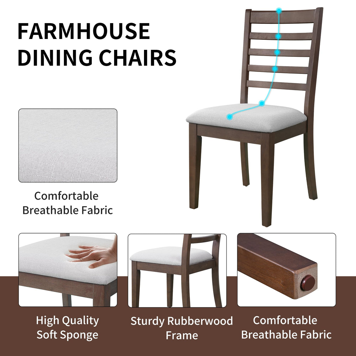 Merax 7 Piece Extendable Wooden Dining Table Set, Farmhouse Extendable with 18" Move Leaf, 78" Rustic and 6 Upholstered Chairs for Kitchen Room, Brown Merax