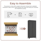 Kubohogar 75" Tall Kitchen Pantry Cabinet with 2 Doors and 4 Adjustable Shelves, Black Metal Storage Cabinets, Kitchen Cupboard for Dinning Living Room, Bathroom, Home Office Kubohogar