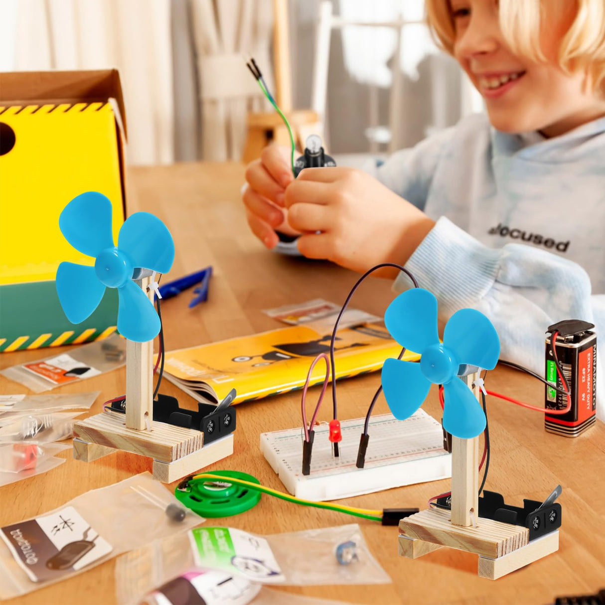 TOYANDONA DIY Electric Fan Kit - 6PCS STEM Science Experiment & Craft Project, Build Your Own Fan Toy, Educational Physics and Engineering Kit TOYANDONA
