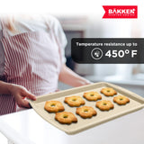 Bakken Swiss Cookie Sheet 3 Piece Set - Non-Stick, Stackable Baking Pans, White marble Deluxe Ceramic Coating – Dishwasher Safe - for Home Baking Bakken- Swiss