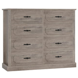 finetones Grey Dresser Chest of Drawers, Farmhouse Dresser Wood Dresser 8 Drawer Dresser with Steel Handles, Modern Dresser Drawers Floor Storage Cabinet for Living Room Hallway Office finetones